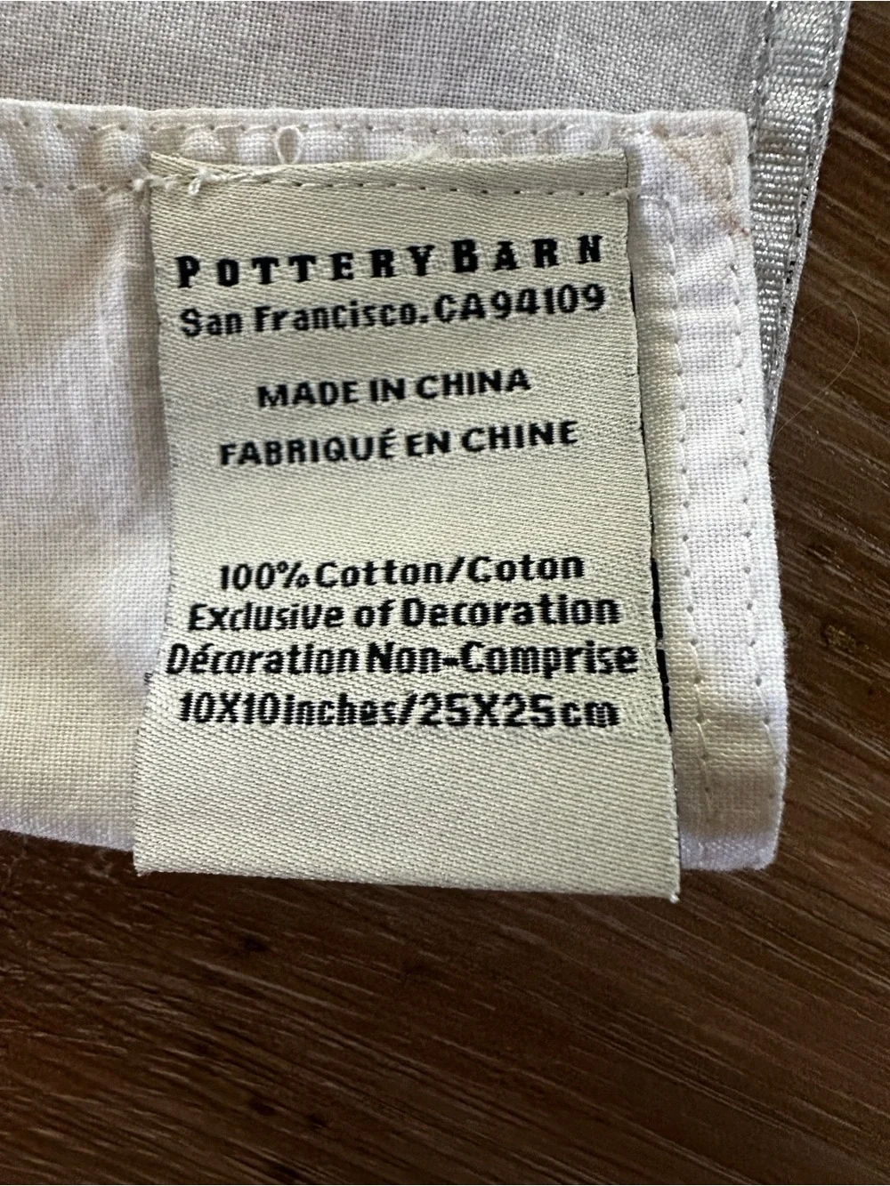 Pottery Barn Silver Trim Napkins (10)